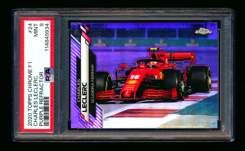 2020 Topps Chrome F1 #24 Charles Leclerc RC Purple Refractor #029/399 PSA 9