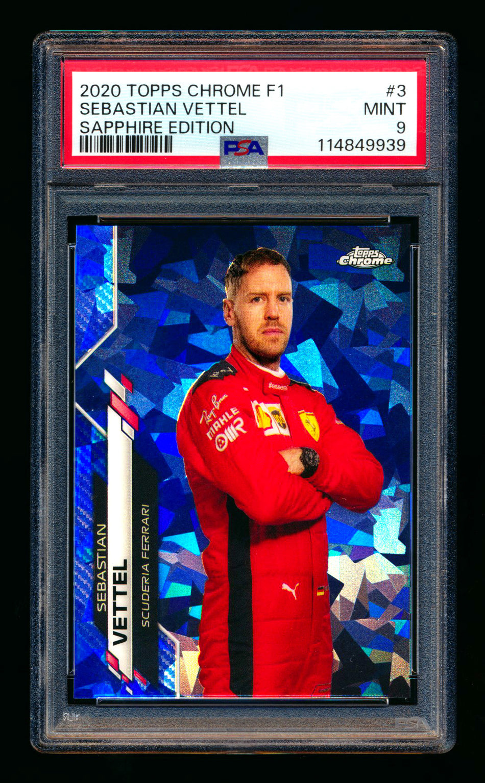 2020 Topps Chrome Sapphire F1 #3 Sebastian Vettel RC Refractor Portrait PSA 9