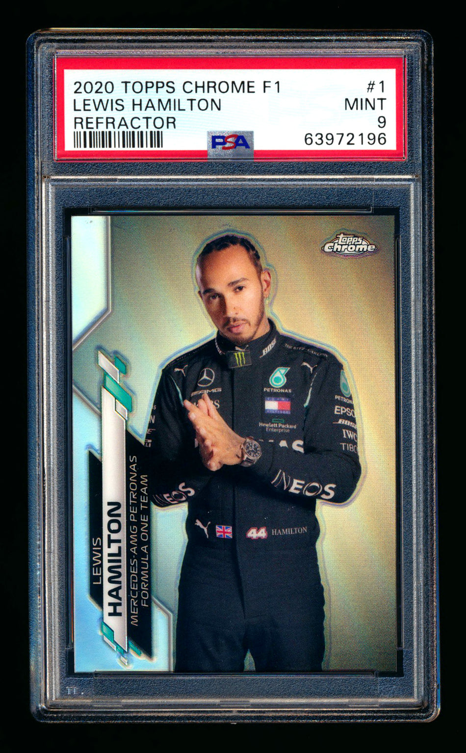 2020 Topps Chrome F1 #1 Lewis Hamilton RC Refractor Portrait PSA 9 ** (SOLD - $290.00 - 9/24/2025) **