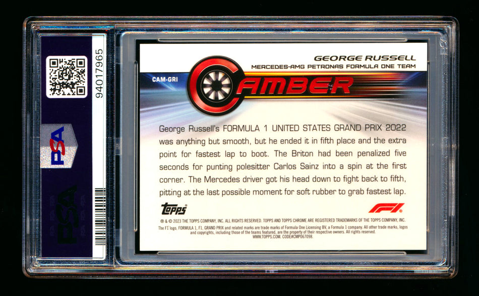 2023 Topps Chrome F1 Camber #CAM-GRI George Russell Orange Refractor #18/25 PSA 10