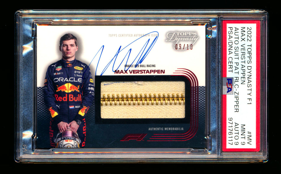 2022 Topps Dynasty F1 #DAF-MV Max Verstappen Zipper Patch Autograph #09/10 PSA 9 Mint DNA 9 ** (SOLD eBay - $2,500.00 - 9/10/2025) **