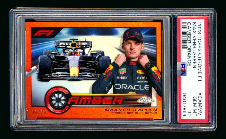 2023 Topps Chrome F1 Camber #CAM-MVI Max Verstappen Orange Refractor #09/25 PSA 10