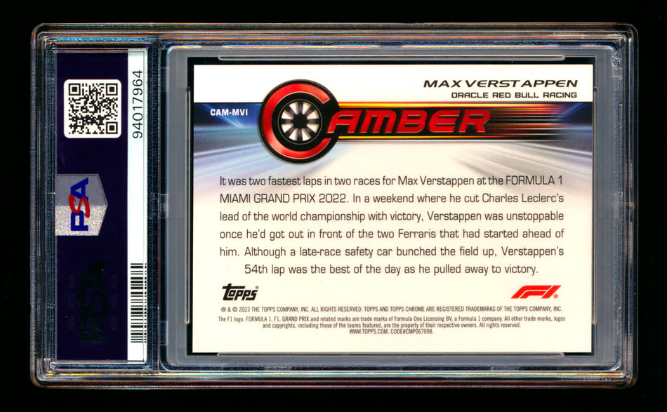 2023 Topps Chrome F1 Camber #CAM-MVI Max Verstappen Orange Refractor #09/25 PSA 10