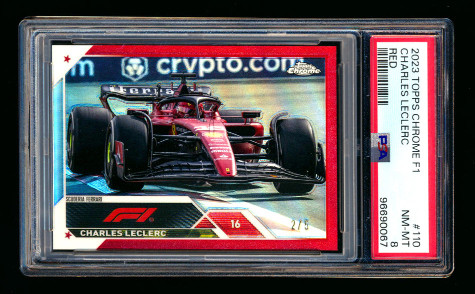 2023 Topps Chrome F1 #110 Charles Leclerc Red Refractor #2/5 PSA 8