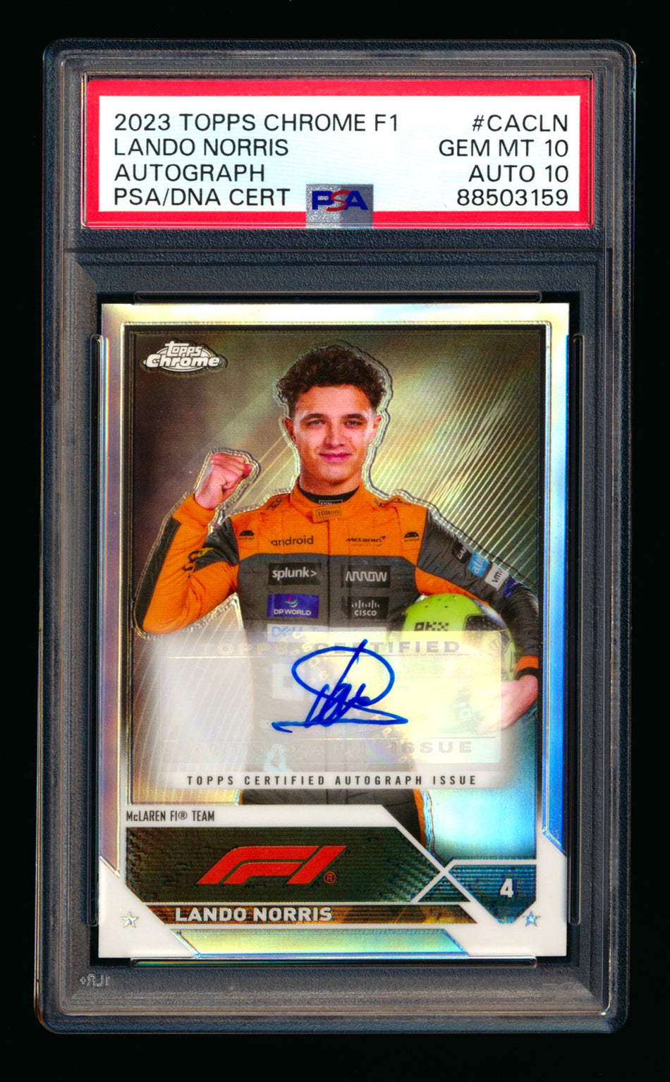 2023 Topps Chrome F1 #CAC-LN Lando Norris Refractor Autograph PSA 10 DNA 10