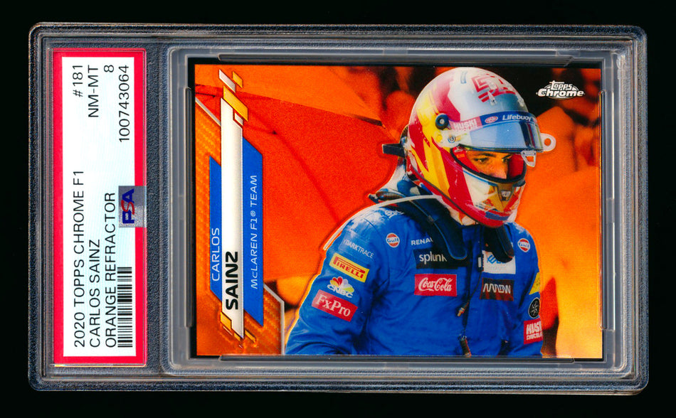 2020 Topps Chrome F1 #181 Carlos Sainz RC Orange Refractor #11/25 PSA 8 ** (SOLD eBay - $95.00 - 9/23/2025) **