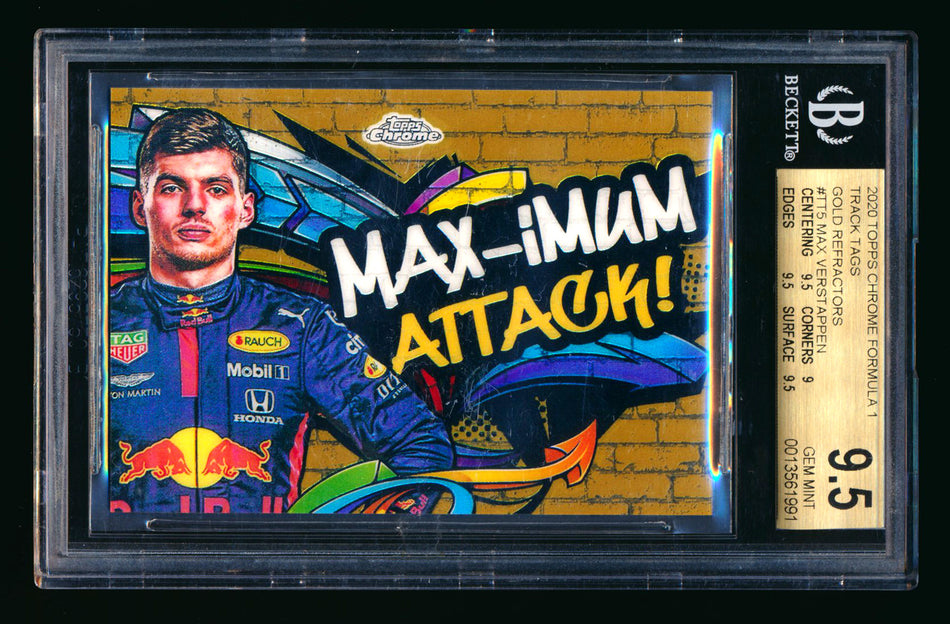 2020 Topps Chrome F1 Track Tags #TT-5 Max "MAX-imum Attack!" Verstappen RC Gold Refractor #39/50 BGS 9.5 ** (SOLD - $3,800.00 - 9/24/2025) **
