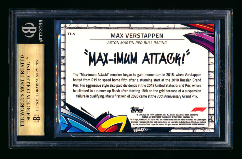 2020 Topps Chrome F1 Track Tags #TT-5 Max "MAX-imum Attack!" Verstappen RC Gold Refractor #39/50 BGS 9.5 ** (SOLD - $3,800.00 - 9/24/2025) **
