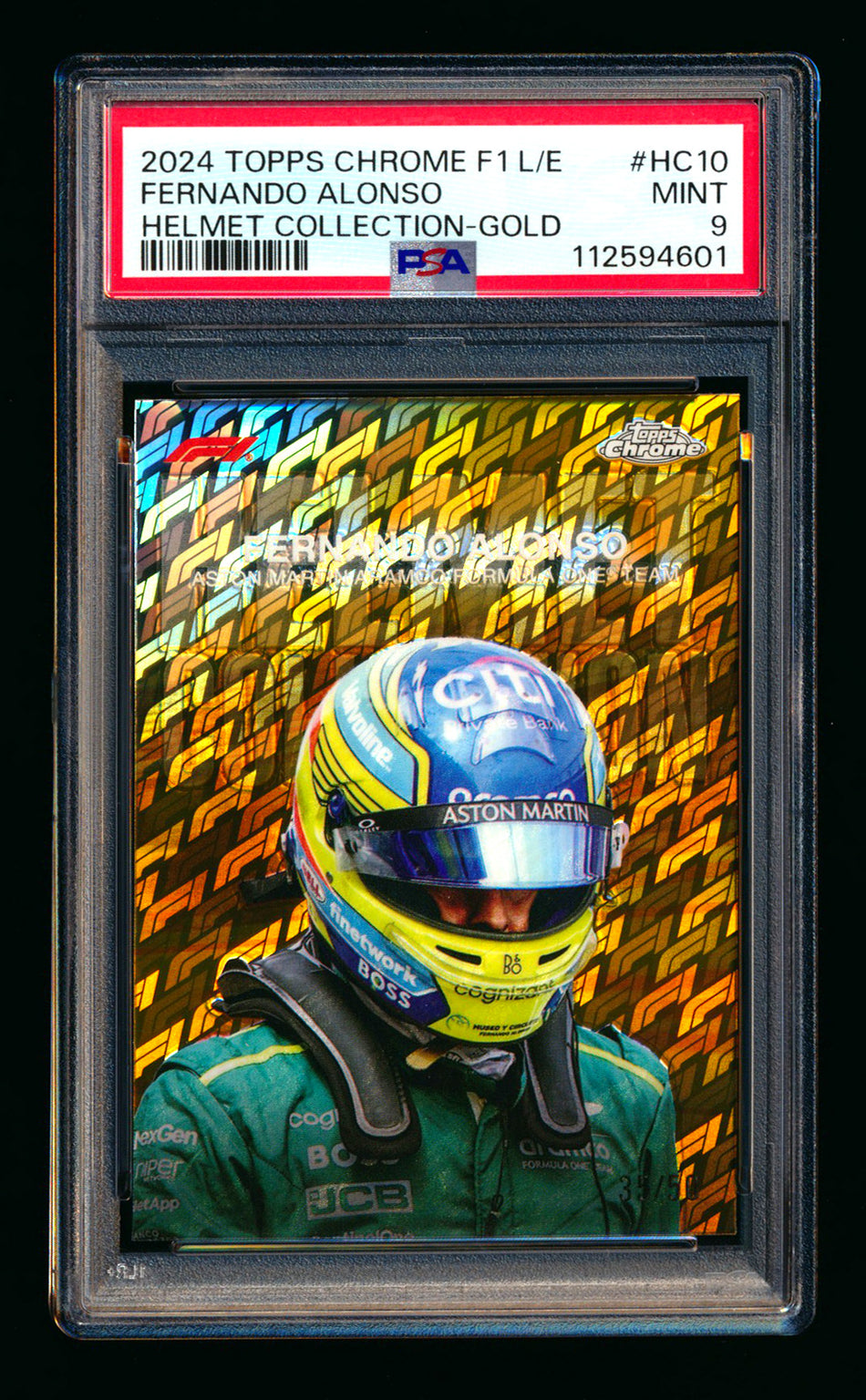 2024 Topps Chrome Logofractor F1 Helmet Collection #HC-10 Fernando Alonso Gold Refractor #35/50 PSA 9 ** (SOLD eBay - $195.00 - 10/4/2025) **