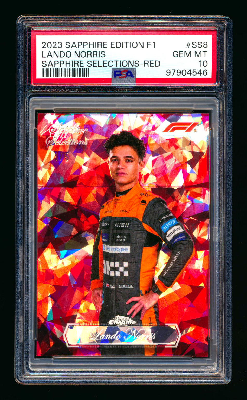 2023 Topps Chrome F1 Sapphire Selections #SS-8 Lando Norris Red Refractor #4/5 PSA 10 (Car Number #4!)