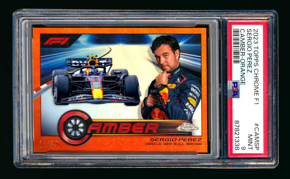 2023 Topps Chrome F1 Camber #CAM-SP Sergio Perez Orange Refractor #22/25 PSA 9