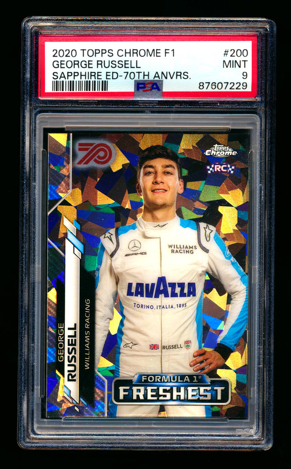 2020 Topps Chrome Sapphire F1 #200 George Russell RC 70th Silver Refractor #10/70 PSA 9