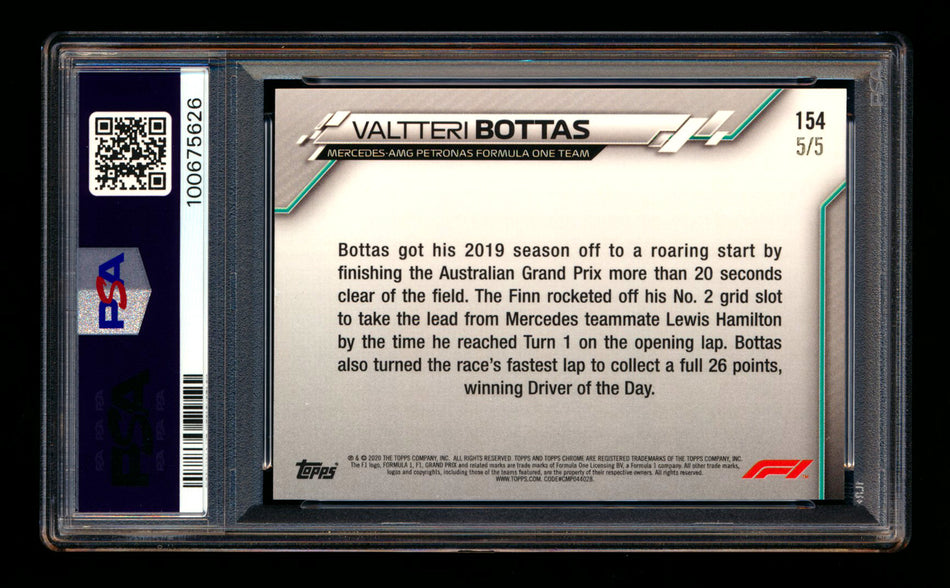 2020 Topps Chrome F1 #154 Valtteri Bottas RC Red Refractor #5/5 PSA 8 (Last #!) ** (SOLD eBay - $1,249.00 - 9/23/2025) **