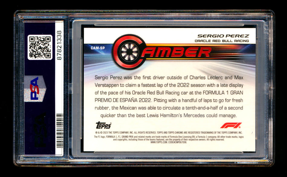 2023 Topps Chrome F1 Camber #CAM-SP Sergio Perez Orange Refractor #22/25 PSA 9