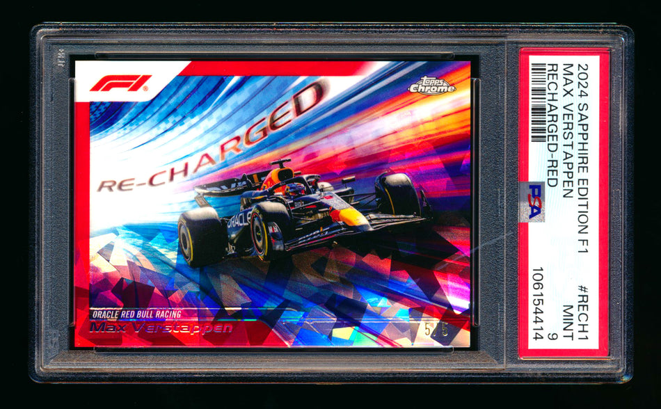 2024 Topps Chrome Sapphire F1 Recharged #RECH-1 Max Verstappen Red Refractor #5/5 PSA 9 (Last #!) ** (SOLD eBay - $225.00 - 9/29/2025) **