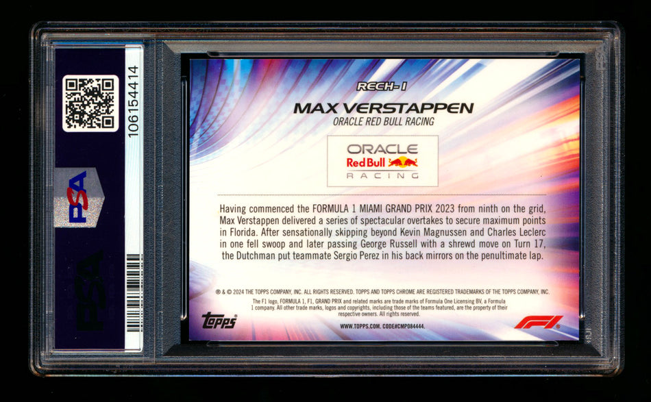 2024 Topps Chrome Sapphire F1 Recharged #RECH-1 Max Verstappen Red Refractor #5/5 PSA 9 (Last #!) ** (SOLD eBay - $225.00 - 9/29/2025) **