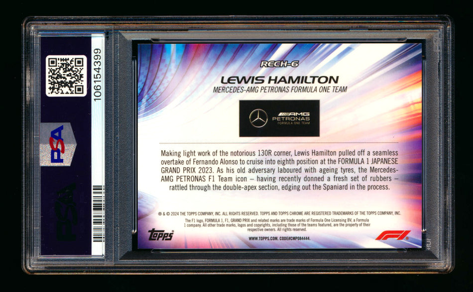 2024 Topps Chrome Sapphire F1 Recharged #RECH-6 Lewis Hamilton Black & White Refractor #08/15 PSA 10 - POP 1!