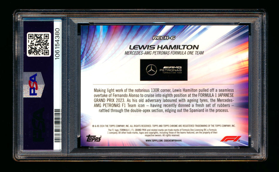 2024 Topps Chrome Sapphire F1 Recharged #RECH-6 Lewis Hamilton Gold Refractor #16/50 PSA 9