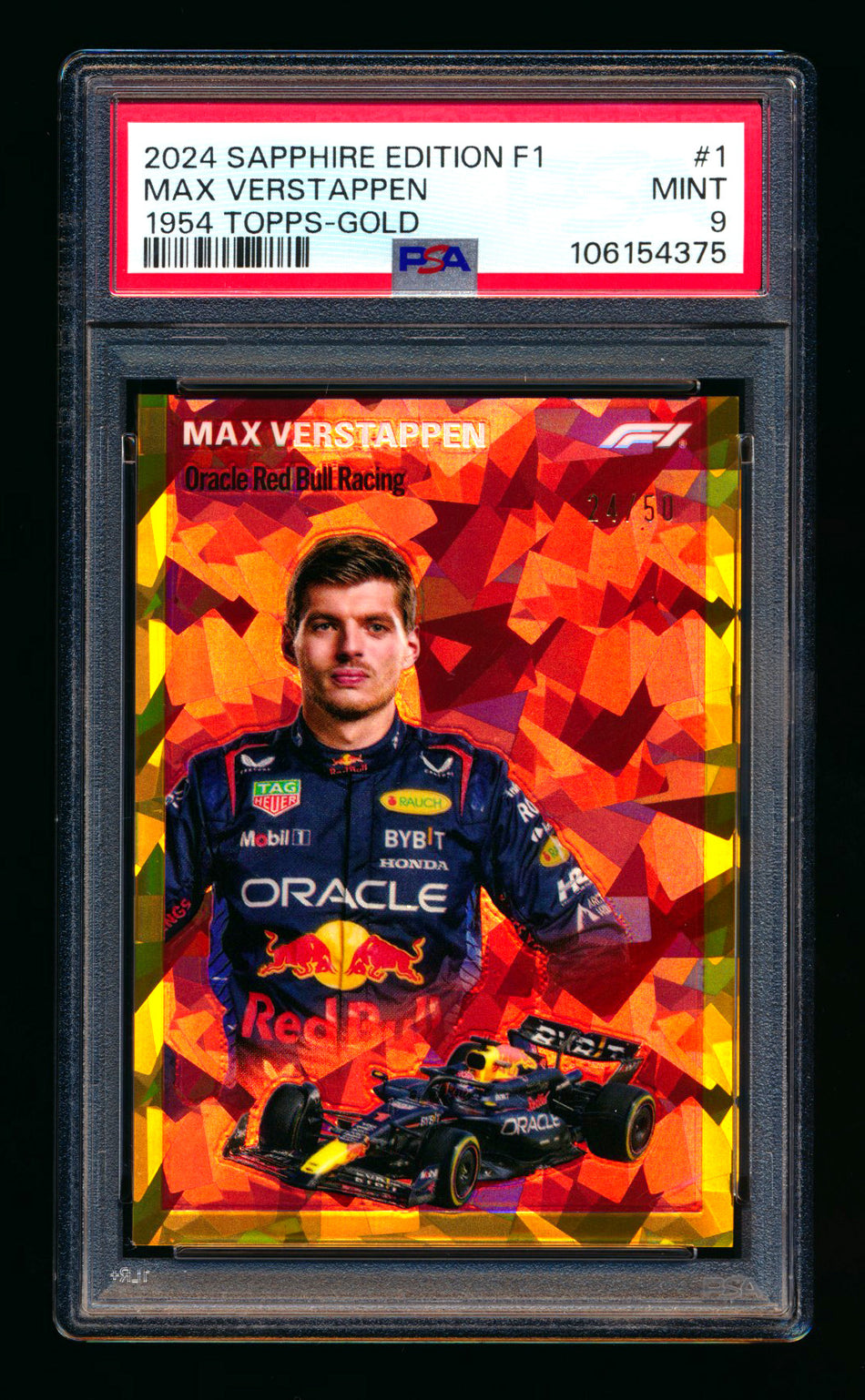 2024 Topps Chrome Sapphire F1 #1954-1 Max Verstappen 1954 Gold Refractor #24/50 PSA 9