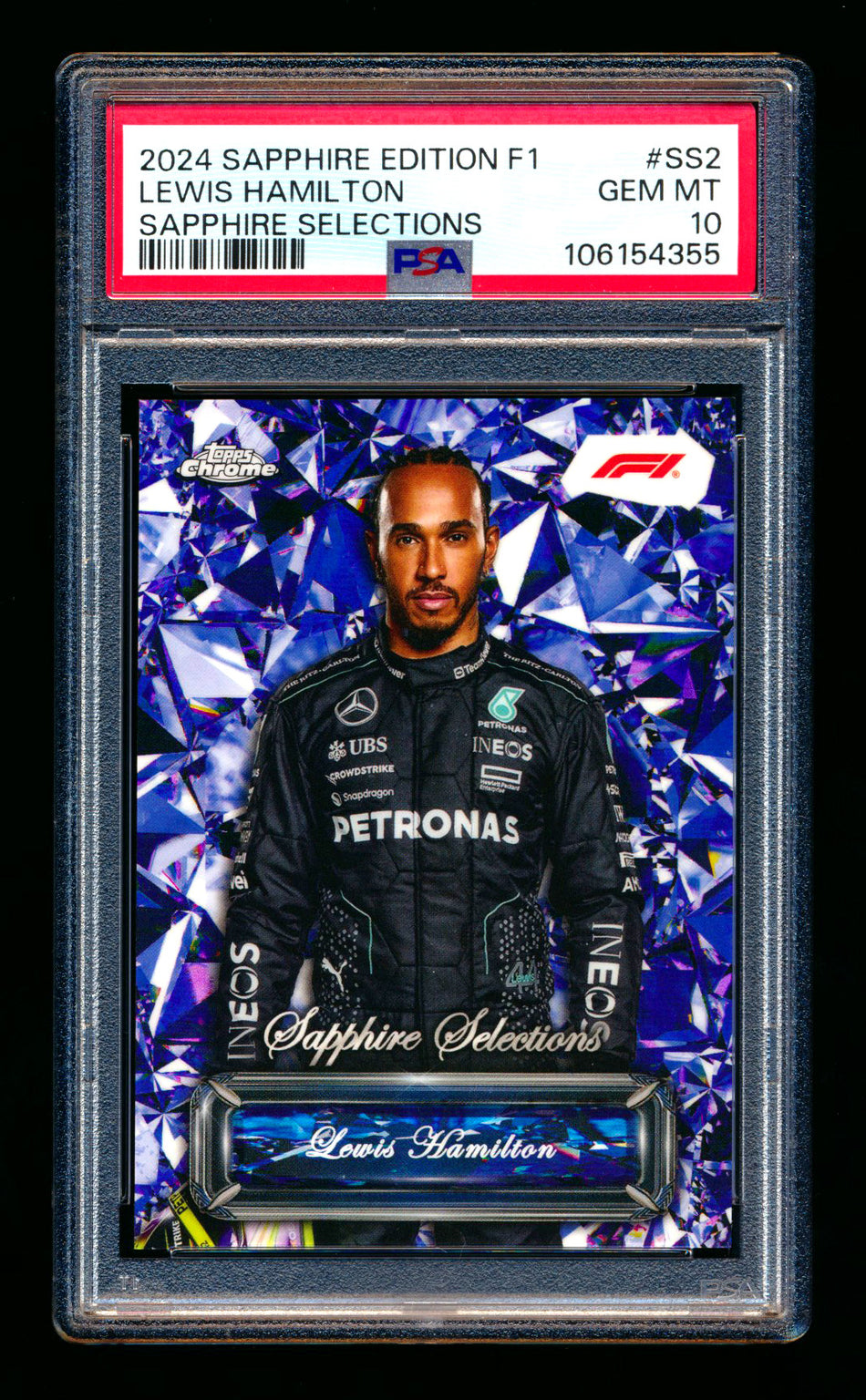2024 Topps Chrome F1 Sapphire Selections #SS-2 Lewis Hamilton Refractor PSA 10