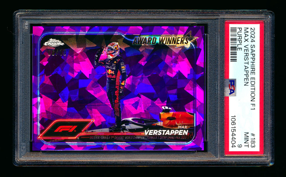 2024 Topps Chrome Sapphire F1 #183 Max Verstappen Purple Refractor #06/10 PSA 9 ** (SOLD - $200.00 - 9/22/2025) **
