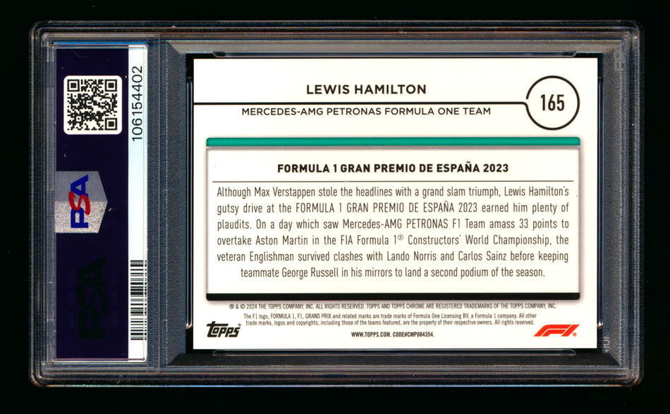 2024 Topps Chrome Sapphire F1 #165 Lewis Hamilton Purple Refractor #01/10 PSA 9 (First #!)