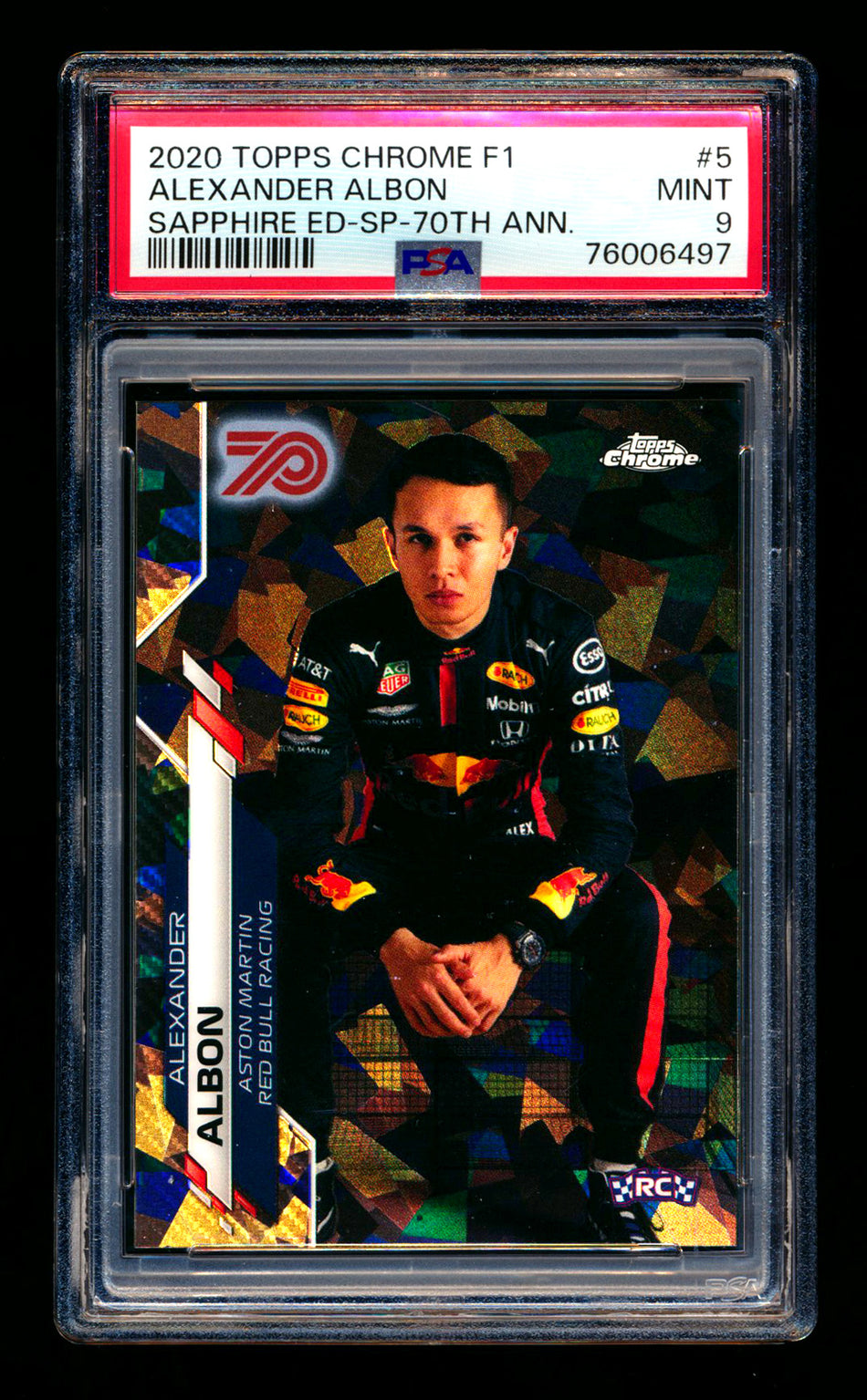 2020 Topps Chrome Sapphire F1 #5 Alexander Albon RC 70th Silver Refractor Image Variation SP #34/70 PSA 9 ** (SOLD - $295.00 - 9/25/2025) **