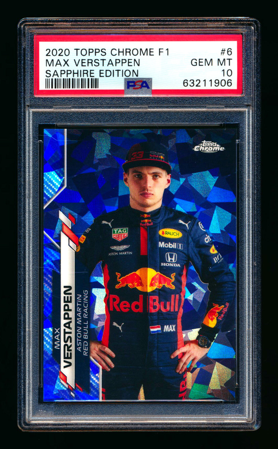 2020 Topps Chrome Sapphire F1 #6 Max Verstappen RC Refractor Portrait PSA 10 ** (SOLD eBay - $349.00 - 9/11/2025) **