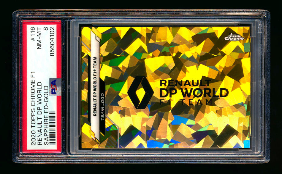 2020 Topps Chrome Sapphire F1 #116 Renault DP World Team Logo RC Gold Refractor #03/50 PSA 8 ** (SOLD - $105.00 - 9/19/2025) **