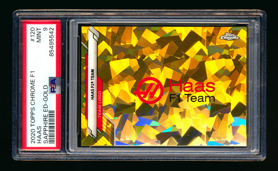 2020 Topps Chrome Sapphire F1 #120 Haas Team Logo RC Gold Refractor #38/50 PSA 9 ** (SOLD - $150.00 - 9/19/2025) **