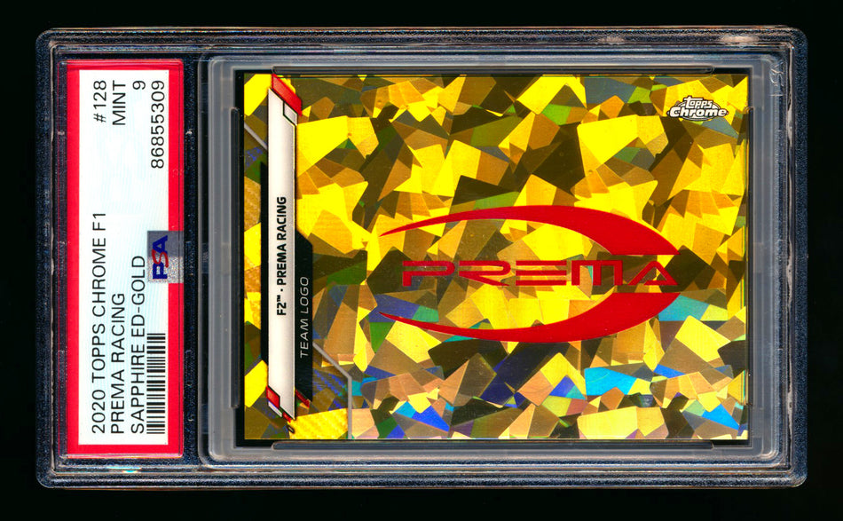 2020 Topps Chrome Sapphire F1 #128 Prema Racing Team Logo RC Gold Refractor #23/50 PSA 9 ** (SOLD - $95.00 - 9/18/2025) **