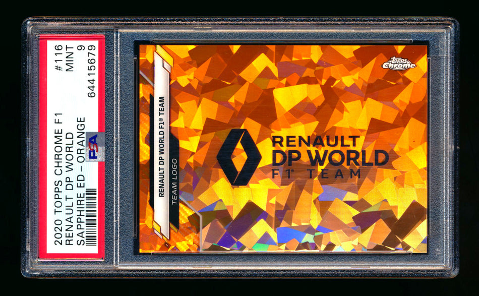 2020 Topps Chrome Sapphire F1 #116 Renault DP World Team Logo RC Orange Refractor #23/25 PSA 9