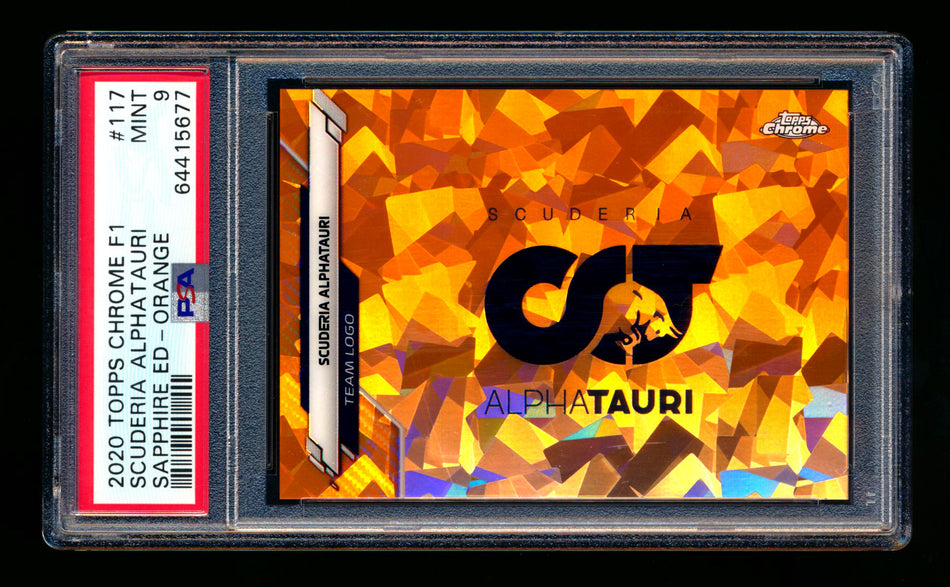 2020 Topps Chrome Sapphire F1 #117 Scuderia AlphaTauri Team Logo RC Orange Refractor #19/25 PSA 9