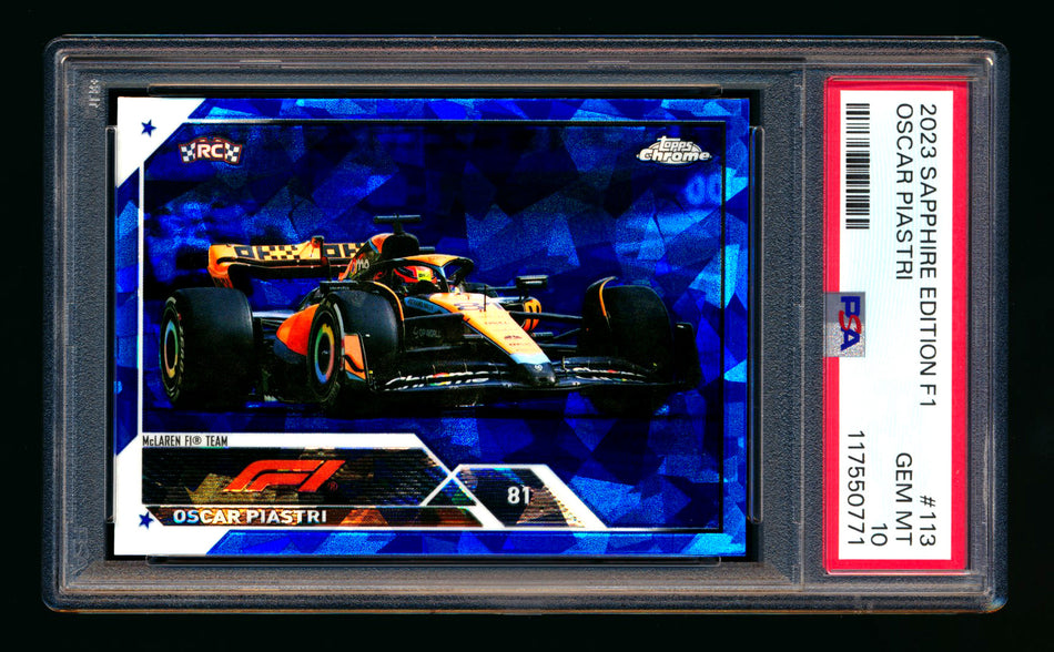 2023 Topps Chrome Sapphire F1 #113 Oscar Piastri RC Refractor PSA 10