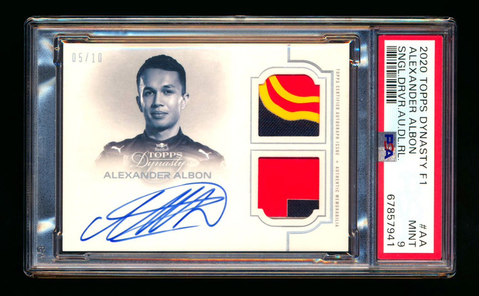 2020 Topps Dynasty F1 #SDA-AA Alexander Albon ROOKIE Dual Patch Autograph #05/10 PSA 9 Mint ** (SOLD eBay - $949.00 - 9/25/2025) **
