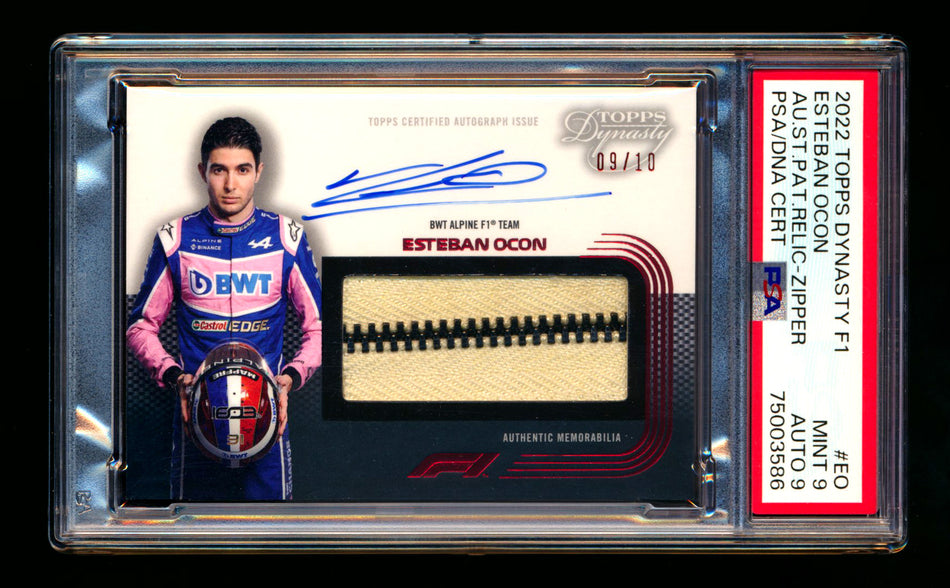 2022 Topps Dynasty F1 #DAF-EO Esteban Ocon Zipper Patch Autograph #09/10 PSA 9 Mint DNA 9