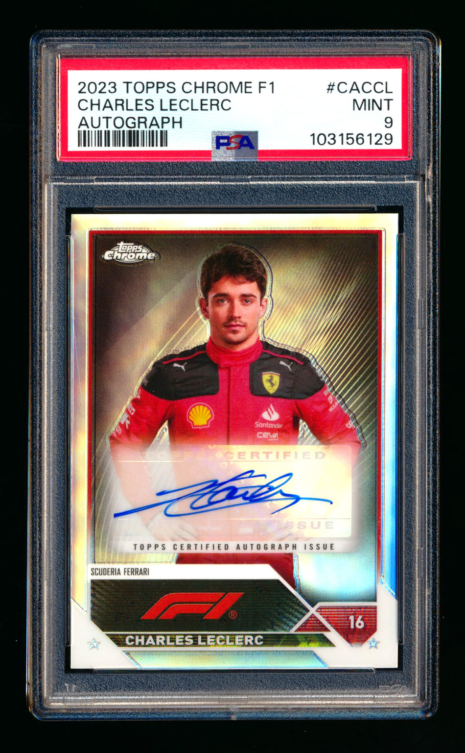 2023 Topps Chrome F1 #CAC-CL Charles Leclerc Refractor Autograph PSA 9