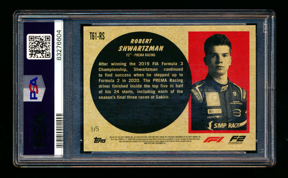 2021 Topps Chrome F1 1961 Sports Cars #T61-RS Robert Shwartzman RC Red Refractor #1/5 PSA 10 (First #!) - POP 1!