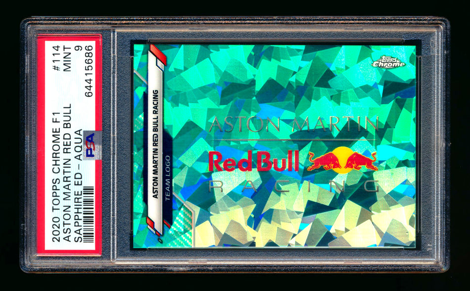 2020 Topps Chrome Sapphire F1 #114 Aston Martin Red Bull Team Logo RC Aqua Refractor #15/99 PSA 9 ** (SOLD - $240.00 - 9/29/2025) **
