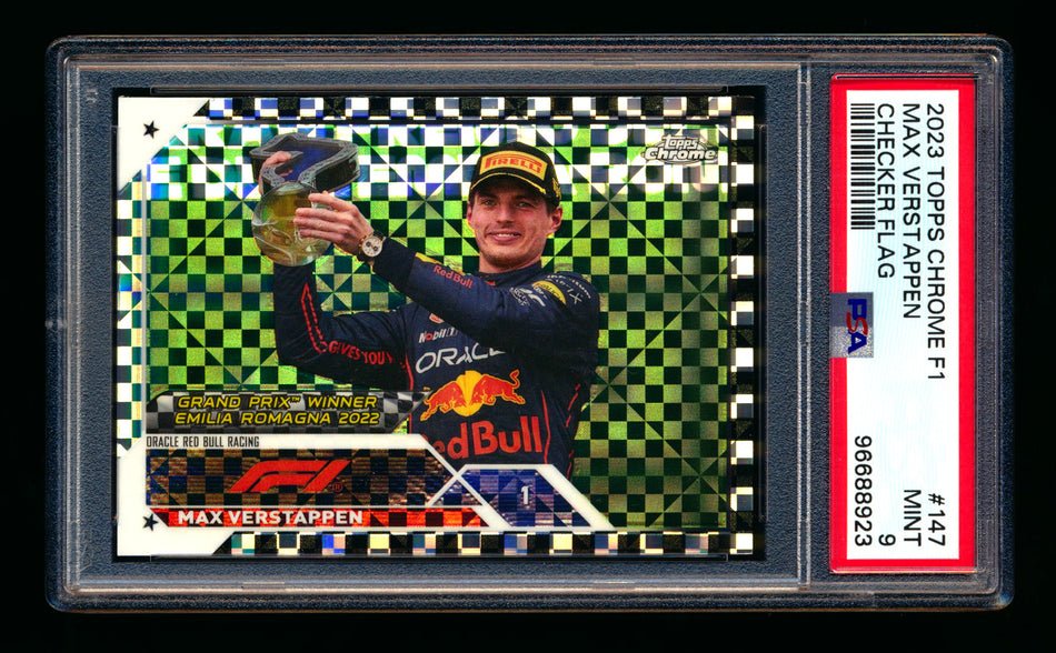 2023 Topps Chrome F1 #147 Max Verstappen Checker Flag Refractor PSA 9