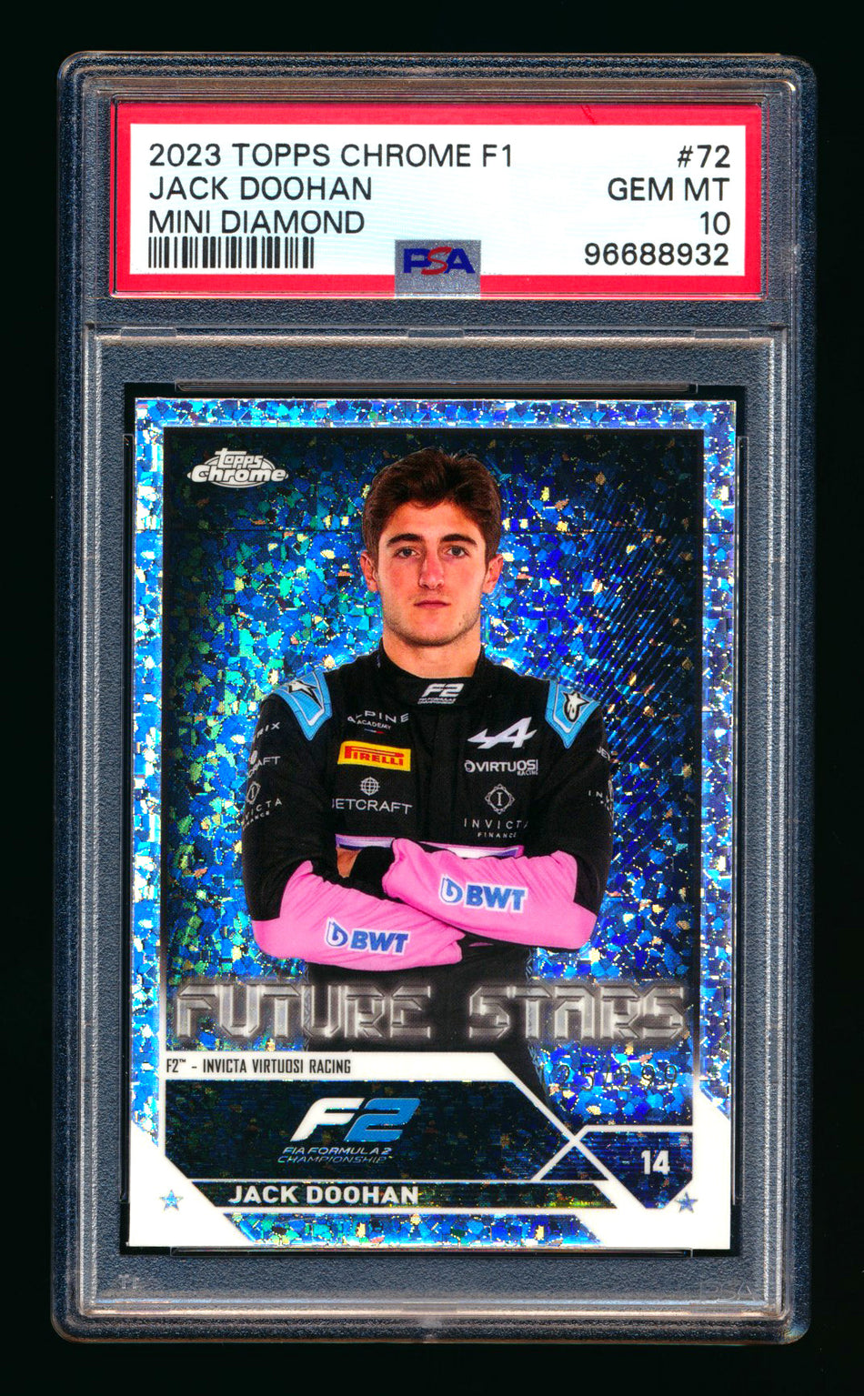 2023 Topps Chrome F1 #72 Jack Doohan RC Mini Diamond Refractor #125/299 PSA 10