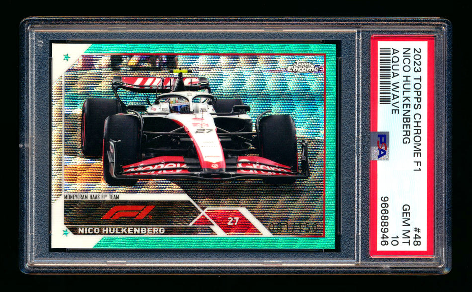 2023 Topps Chrome F1 #48 Nico Hulkenberg 1ST Year Aqua Wave Refractor #081/150 PSA 10 - POP 1!