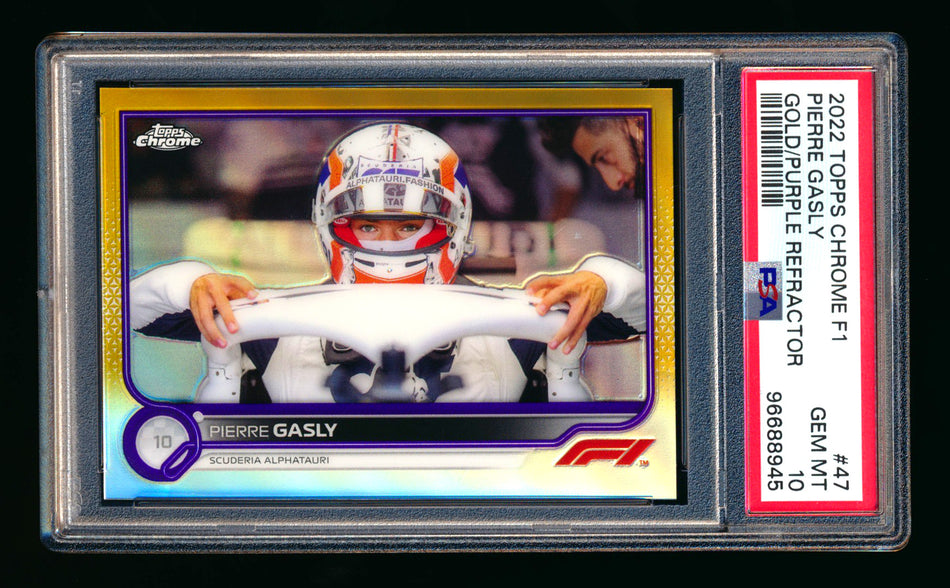 2022 Topps Chrome F1 #47 Pierre Gasly Gold/Purple Refractor PSA 10