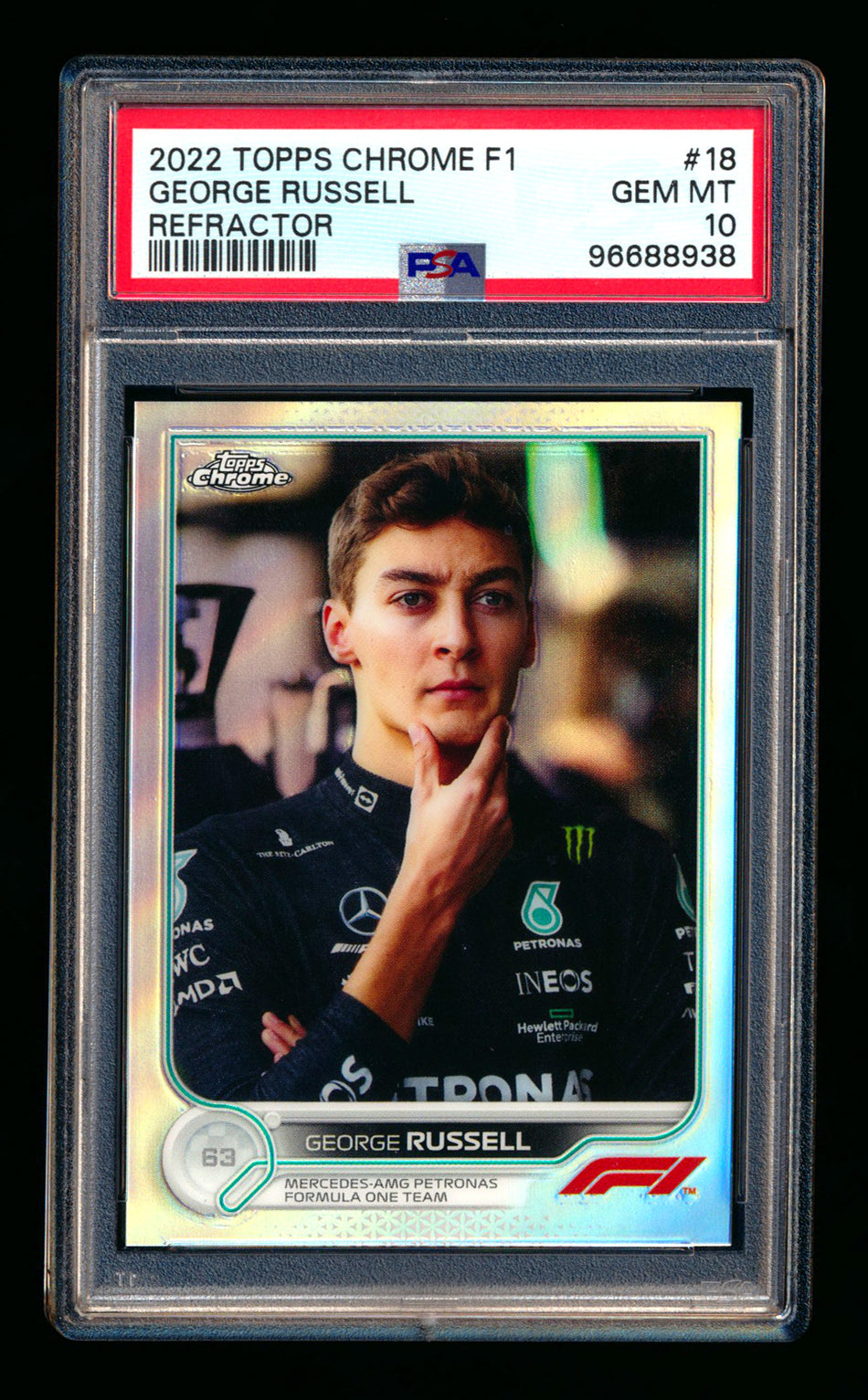 2022 Topps Chrome F1 #18 George Russell Refractor PSA 10 ** (SOLD eBay - $25.00 - 10/9/2025) **