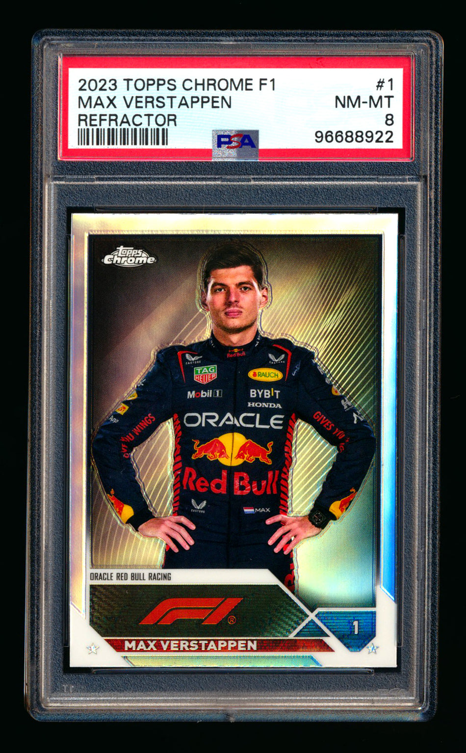 2023 Topps Chrome F1 #1 Max Verstappen Refractor Portrait PSA 8