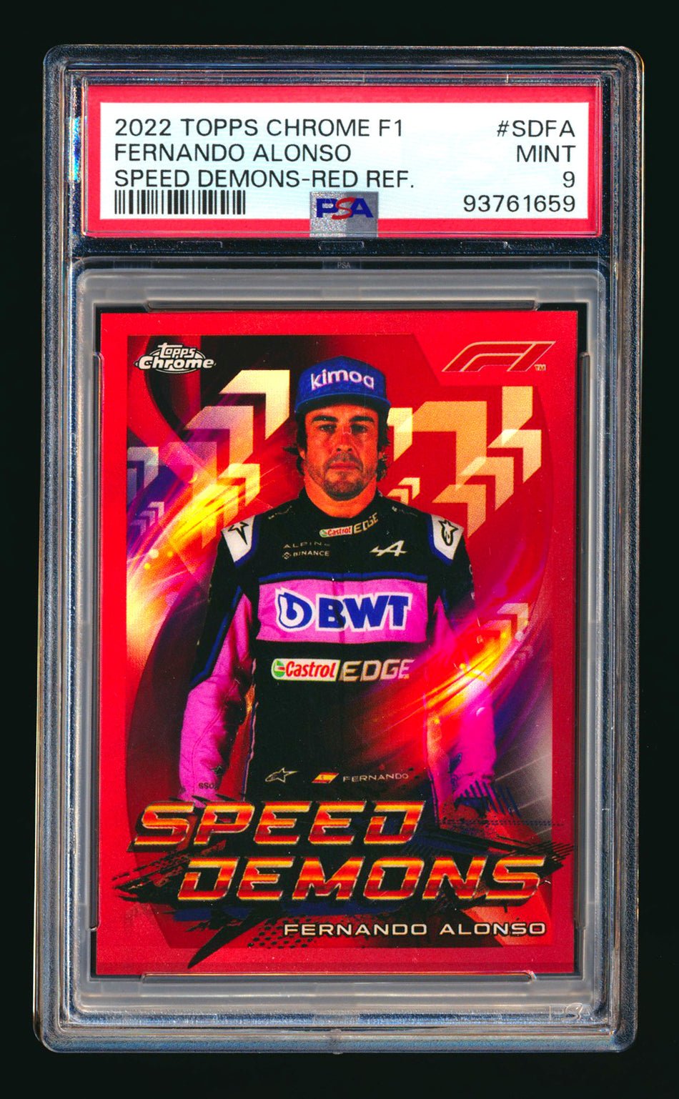 2022 Topps Chrome F1 Speed Demons #SD-FA Fernando Alonso Red Refractor #3/5 PSA 9
