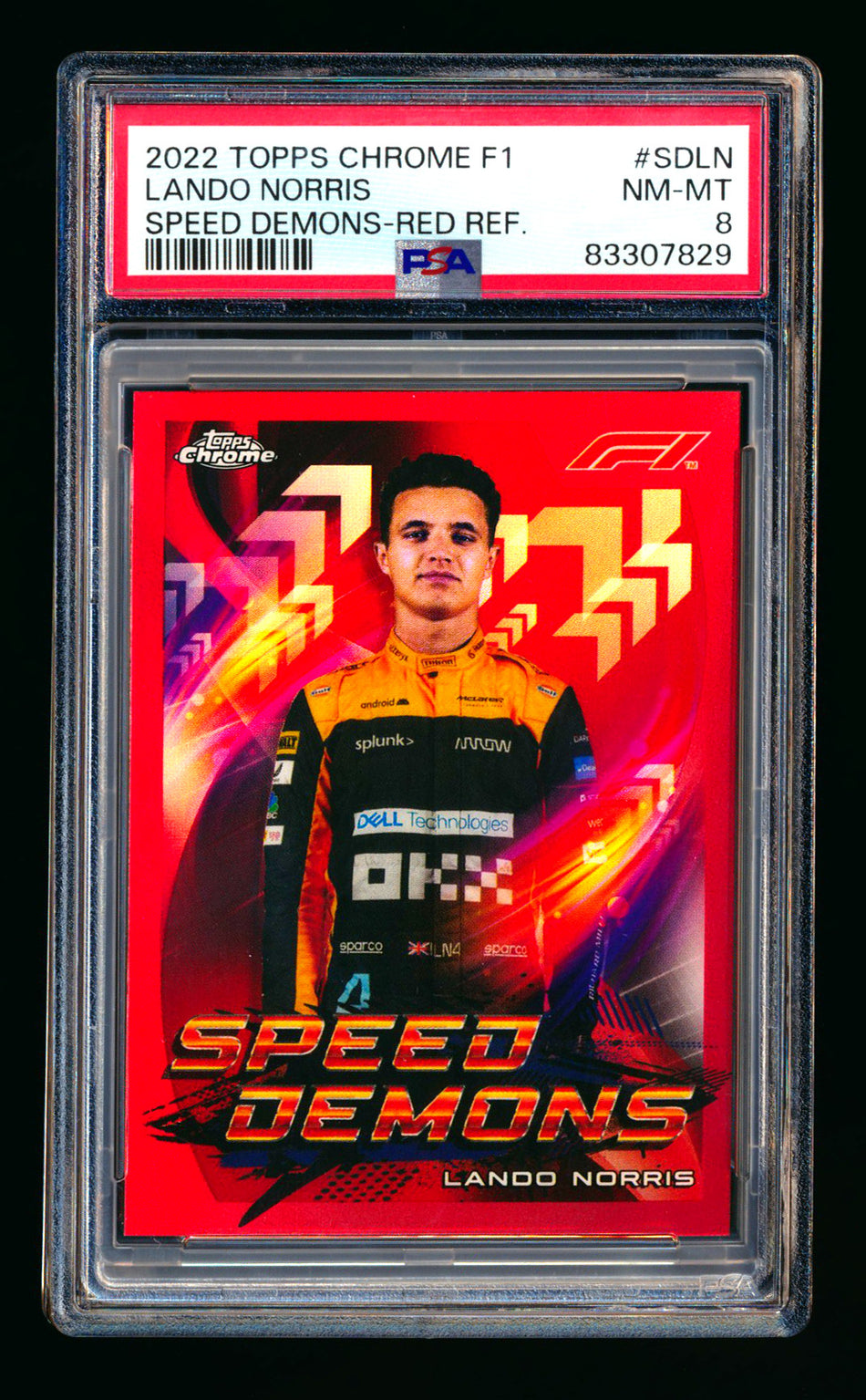 2022 Topps Chrome F1 Speed Demons #SD-LN Lando Norris Red Refractor #4/5 PSA 8 (Car Number #4!)