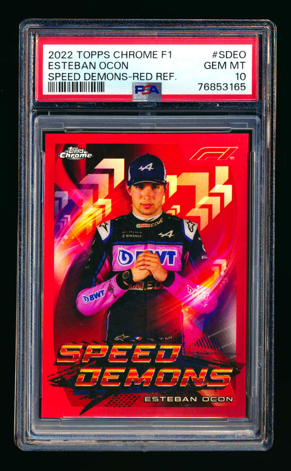 2022 Topps Chrome F1 Speed Demons #SD-EO Esteban Ocon Red Refractor #1/5 PSA 10 (First #!) - POP 1!