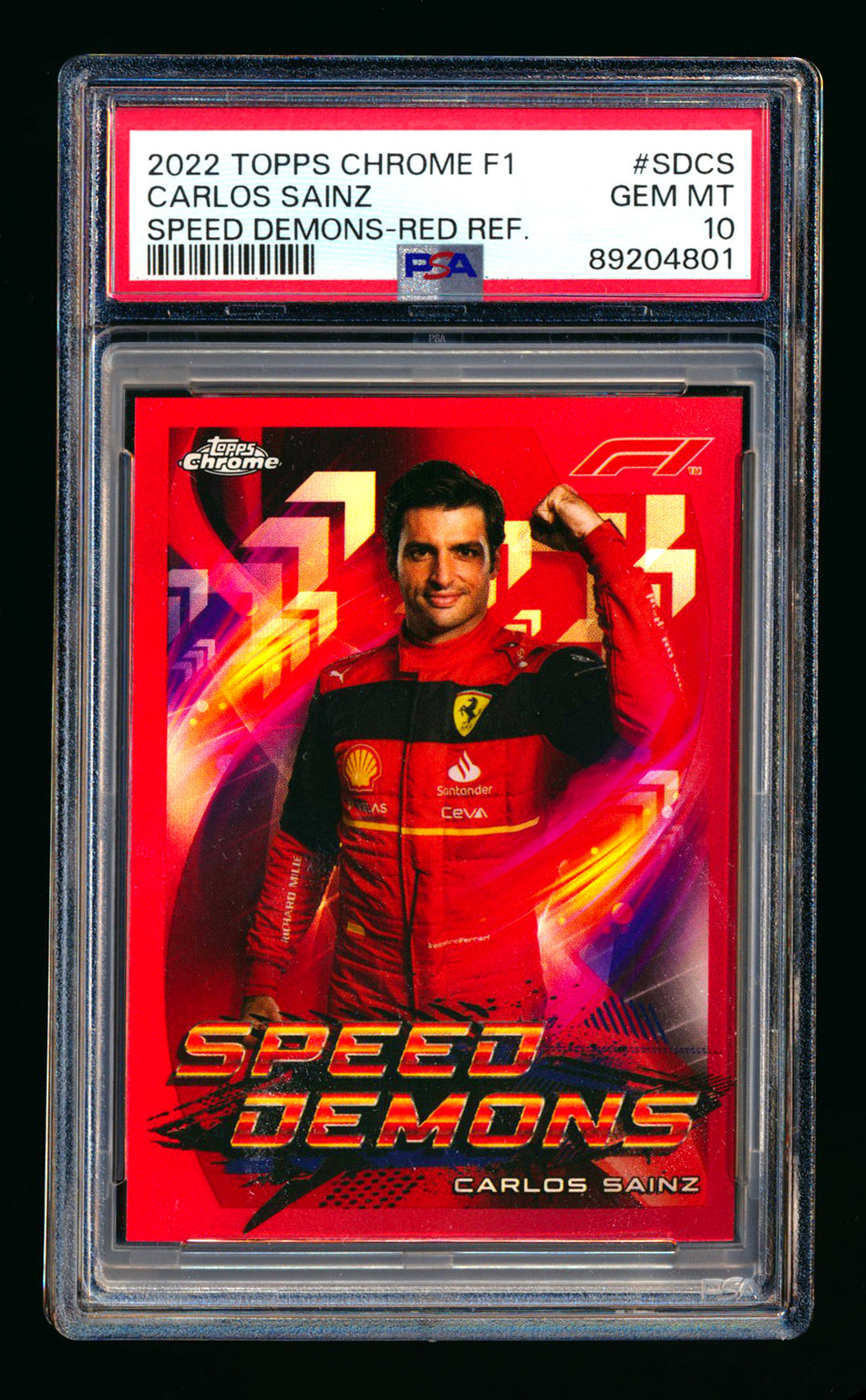 2022 Topps Chrome F1 Speed Demons #SD-CS Carlos Sainz Red Refractor #1/5 PSA 10 (First #!)