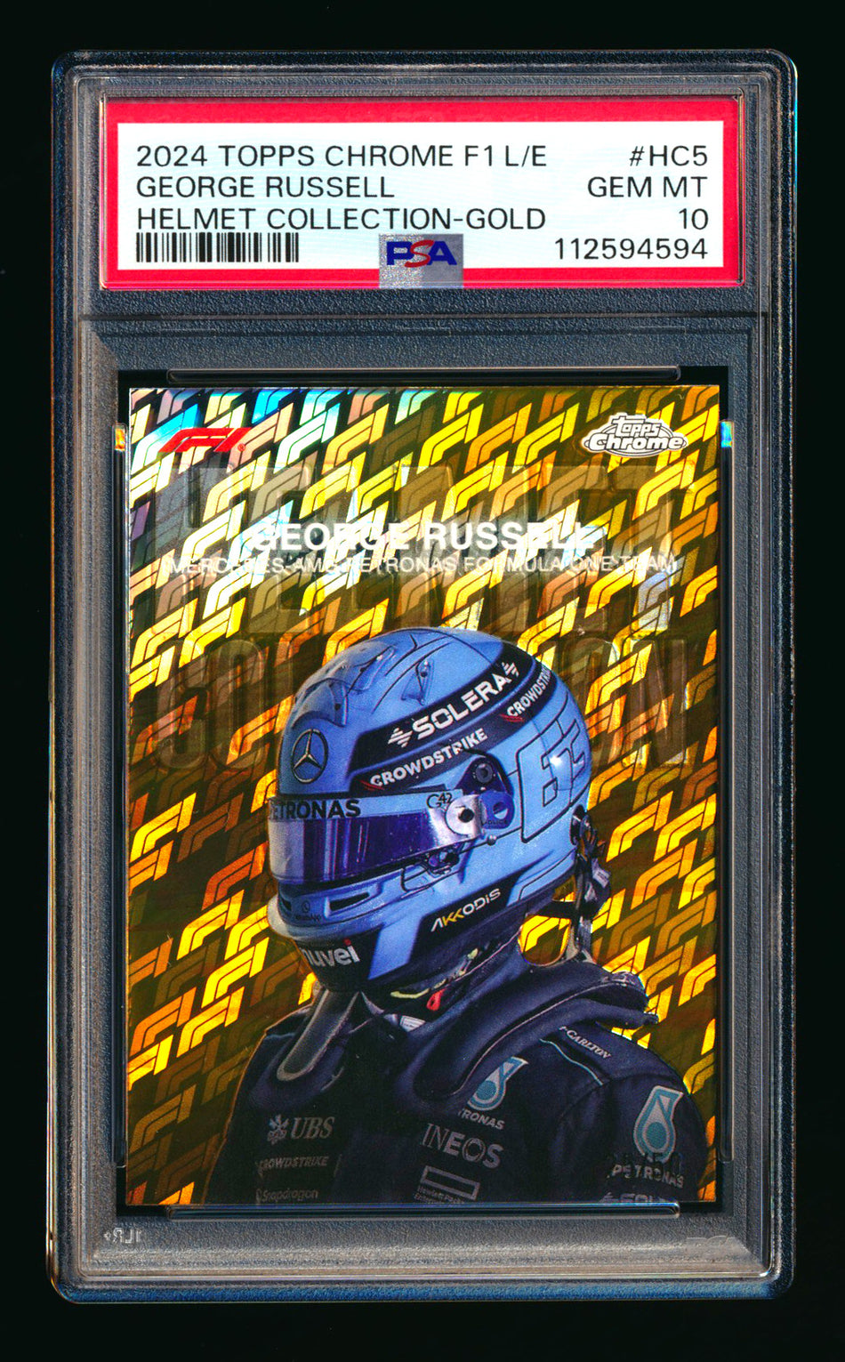 2024 Topps Chrome Logofractor F1 Helmet Collection #HC-5 George Russell Gold Refractor #25/50 PSA 10
